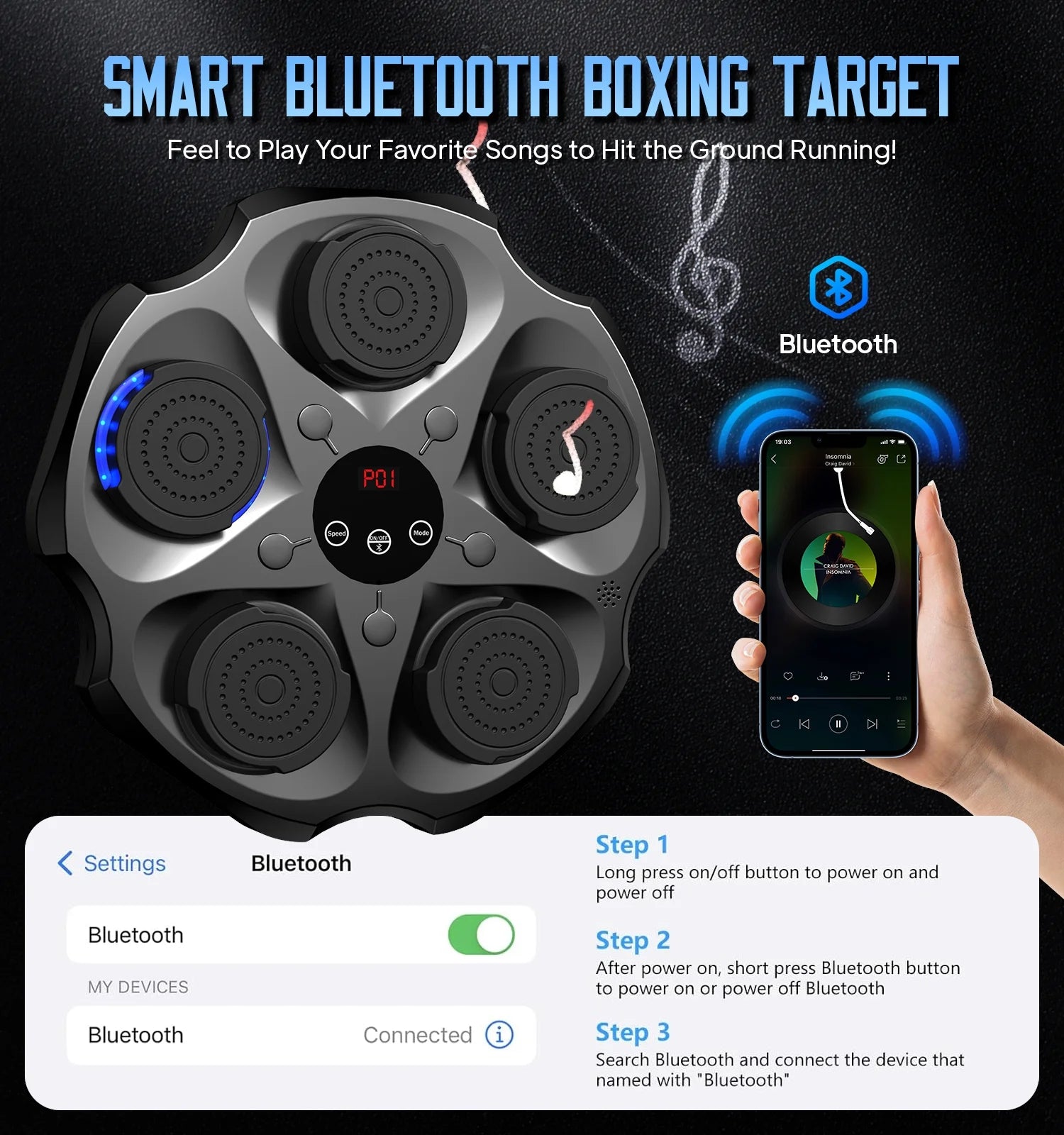 Smart Boxing™ Bluetooth Music Boxing Machine With Gloves