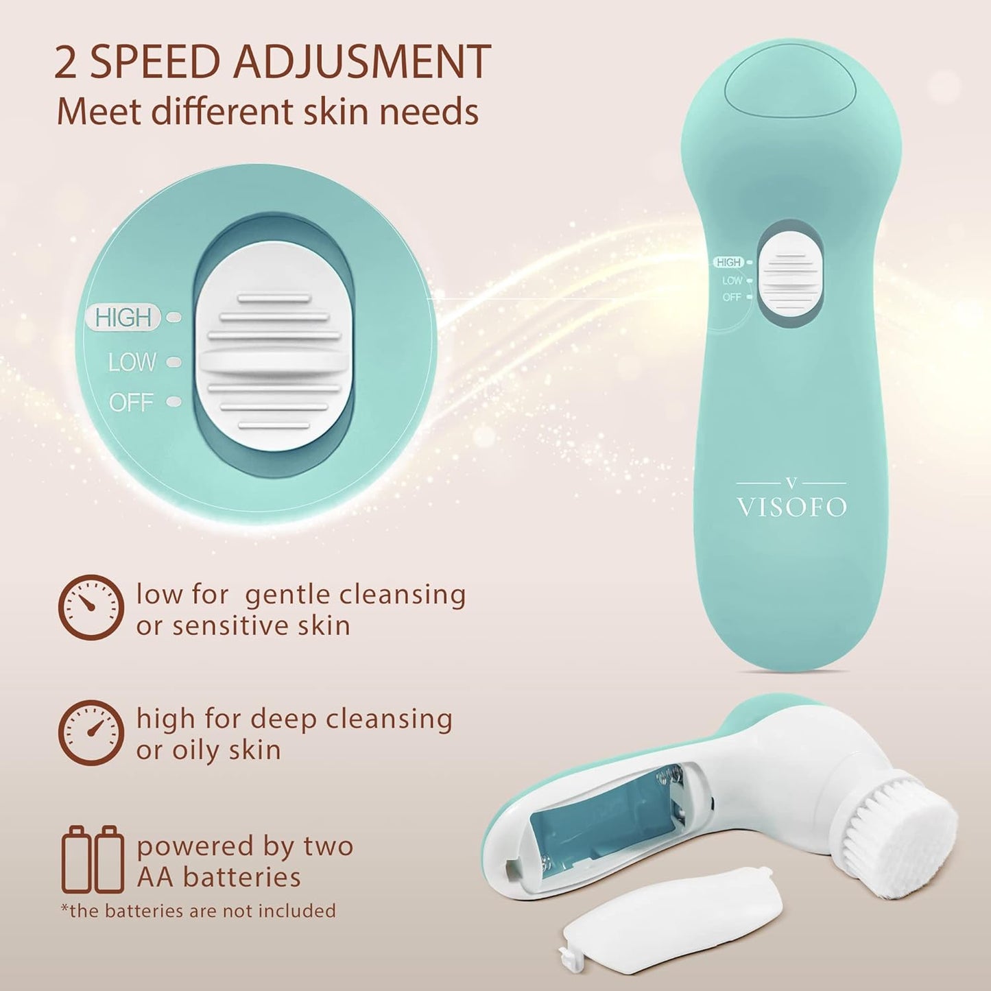 Radiant Scrub| Electric Powered Facial Cleansing Brush Exfoliation Including 7 Heads 