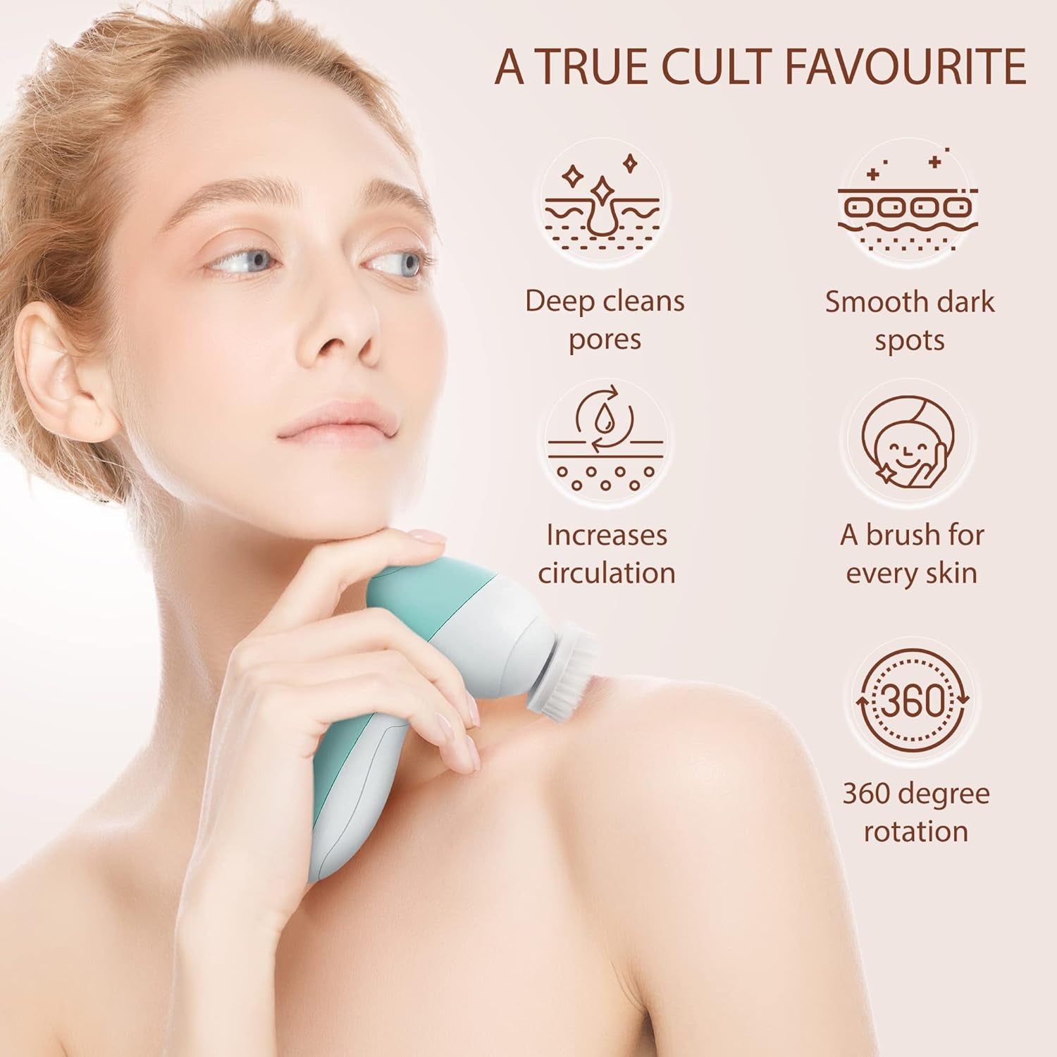 Radiant Scrub| Electric Powered Facial Cleansing Brush Exfoliation Including 7 Heads 