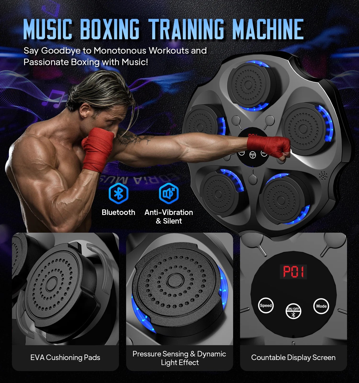 Smart Boxing™ Bluetooth Music Boxing Machine With Gloves